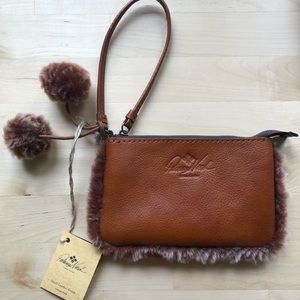 Patricia Nash Leather and Sherpa Wristlet